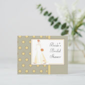 Bridal Dusche Einladung Gelbe Polka Dot (Stehend Vorderseite)