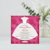 Bridal Dusche Einladung Gown Magenta Rosa Rose (Stehend Vorderseite)