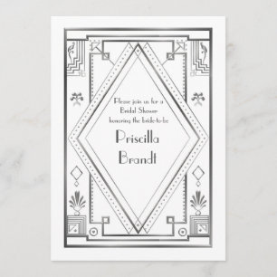 Bridal Dusche Einladung, großartig Gatsby, weiß si Einladung