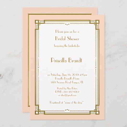 Bridal Dusche Einladung, großartiger Gatsby, rot R Einladung (Vorne/Hinten)