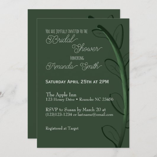 Bridal Dusche Einladung Gründesign (Vorne/Hinten)