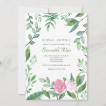Bridal Dusche Einladung Grüne und Rosen Pink