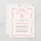 Bridal-Dusche Einladung in Cream Pink, handgezeich (Vorderseite)