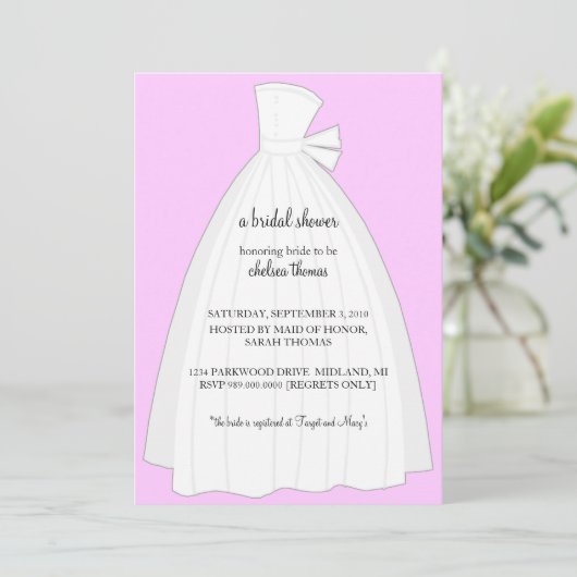Bridal-Dusche Einladung {Light Pink} (Stehend Vorderseite)