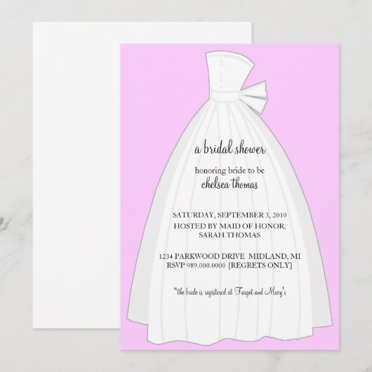 Bridal-Dusche Einladung {Light Pink} (Vorne/Hinten)