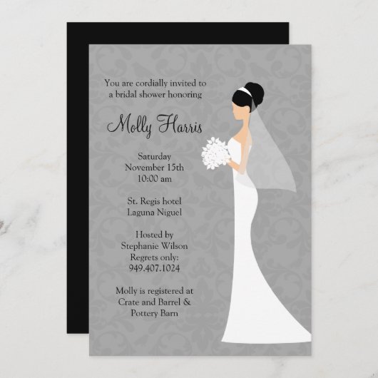 Bridal Dusche Einladung mit passenden Umschlägen (Vorne/Hinten)