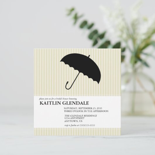 Bridal-Dusche Einladung mit Regenschirm (Stehend Vorderseite)