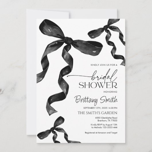 Bridal Dusche Einladung mit schwarzen Bögen (Vorderseite)