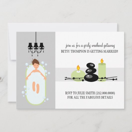 Bridal Dusche Einladung oder Wellness-Center Weeke (Vorderseite)