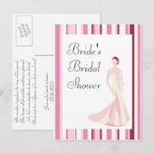 Bridal Dusche Einladung Pink gestreift (Vorne/Hinten)