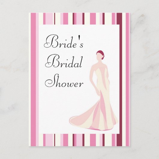 Bridal Dusche Einladung Pink gestreift (Vorderseite)