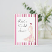 Bridal Dusche Einladung Pink gestreift (Stehend Vorderseite)