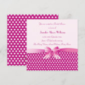 Bridal Dusche Einladung Pink Polka Dosen mit Bow (Vorne/Hinten)