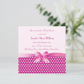 Bridal Dusche Einladung Pink Polka Dosen mit Bow (Stehend Vorderseite)