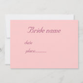 Bridal Dusche Einladung - PINK TULIPS (Rückseite)