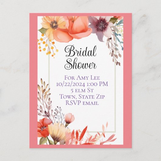 Bridal Dusche Einladung Postkarten (Vorderseite)