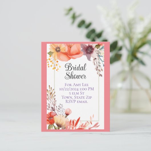 Bridal Dusche Einladung Postkarten (Stehend Vorderseite)