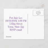 Bridal Dusche Einladung Postkarten (Rückseite)