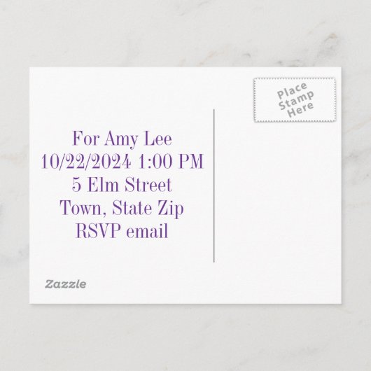 Bridal Dusche Einladung Postkarten (Rückseite)