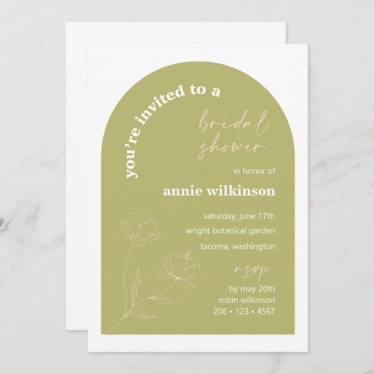 Bridal Dusche Einladung Retro Hochzeitsfeier A115 (Vorne/Hinten)