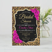 Bridal Dusche Einladung Rosen Leopard Printwerbung (Stehend Vorderseite)
