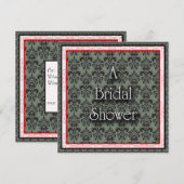 Bridal Dusche Einladung Rot/Schwarz Damask (Vorne/Hinten)