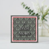 Bridal Dusche Einladung Rot/Schwarz Damask (Stehend Vorderseite)