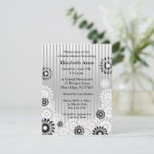 Bridal-Dusche Einladung Silberne Blume (Stehend Vorderseite)