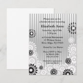 Bridal-Dusche Einladung Silberne Blume (Vorne/Hinten)