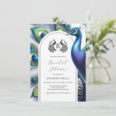 Bridal Dusche Einladung Wasserfarbenen Pfau (Stehend Vorderseite)