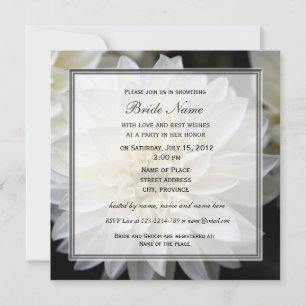 Bridal Dusche Einladung, weiße Dahlia Blume Einladung