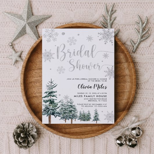 Bridal Dusche Einladung Winter Silber Glitzer