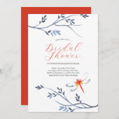 Bridal Dusche Einladungen Elegante Rote Libelle (Vorne/Hinten)