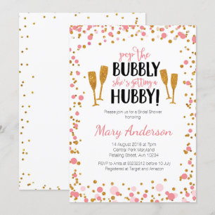 Bridal Dusche Einladungskarte - Gold und Rosa Einladung