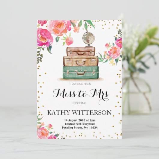 Bridal-Dusche für Reisen - Einladung (Stehend Vorderseite)