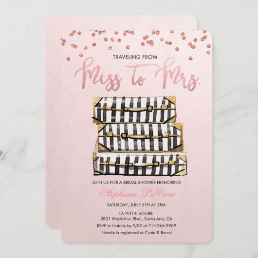 Bridal-Dusche für Reisen - Einladung (Vorne/Hinten)