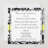 Bridal-Dusche (Gelb und Schwarz-Damast) Einladunge Einladung (Rückseite)