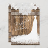 Bridal 👰 Dusche in rustikalem Holz und weißer Spi Einladung (Vorne/Hinten)
