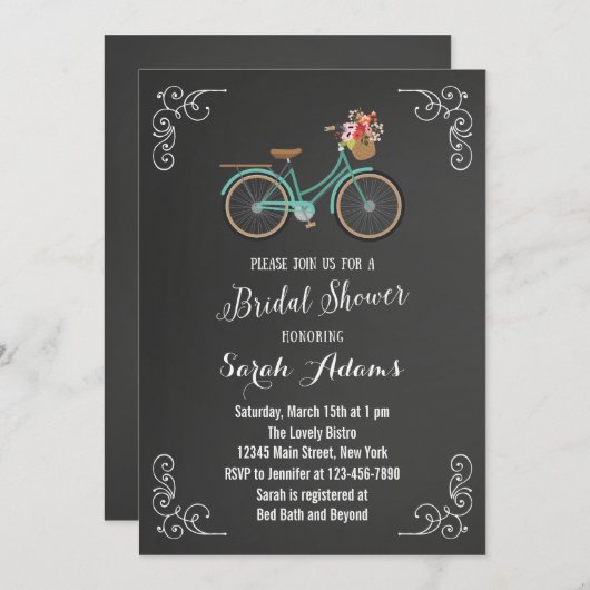 Bridal-Dusche mit Bikekabine Einladung (Vorne/Hinten)