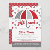 Bridal-Dusche mit Geschenkkarte, rot, grau Einladung (Vorne/Hinten)