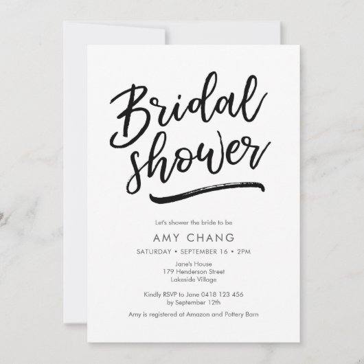 Bridal-Dusche mit Handschrift Einladung (Vorderseite)