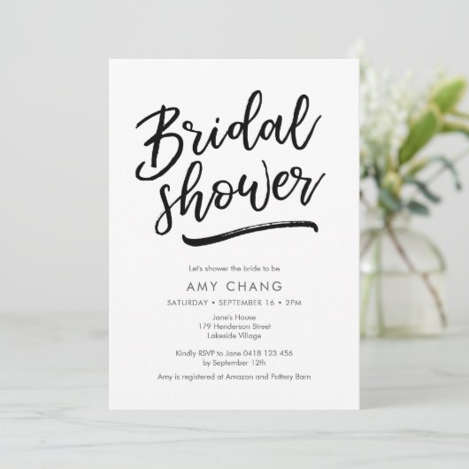 Bridal-Dusche mit Handschrift Einladung (Stehend Vorderseite)