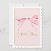 Bridal Dusche Pink Wasserfarben Bow Cute Einladung (Rückseite)