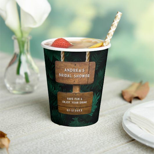 Bridal Duschgartenblätter & Holzdesign Pappbecher (In Situ)