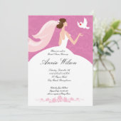 Bridal-Duschkarte mit weißer Taube Einladung (Stehend Vorderseite)