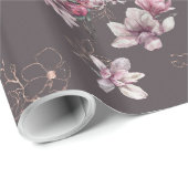 Bridal Dusty Burgundy Blume und Vögel Geschenkpapier (Rolleneckpunkt)