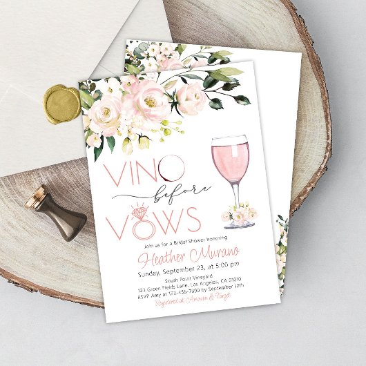 Bridal Duwer Einladung RoseGold Vino vor Vows