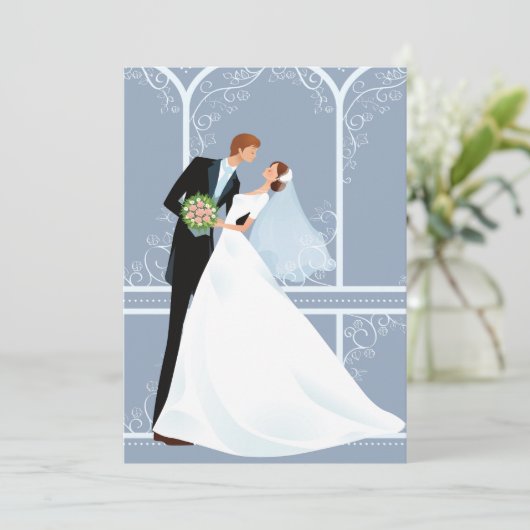 Bridal Embrace Slate Wedding Einladung (Stehend Vorderseite)