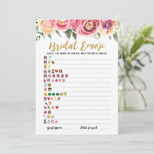 Bridal emoji game with Answers Brautparty Card Einladung (Stehend Vorderseite)
