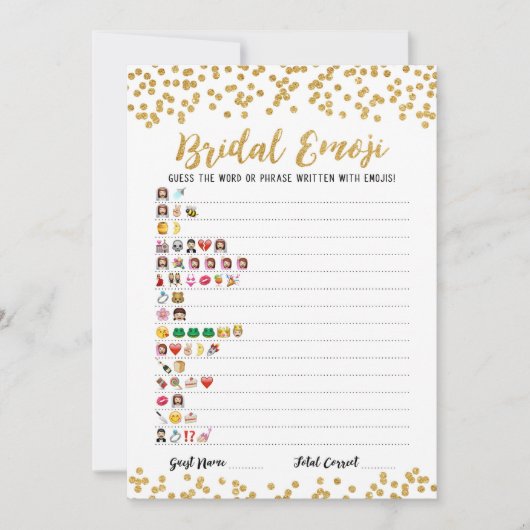 Bridal emoji game with Answers Brautparty Card Einladung (Vorderseite)